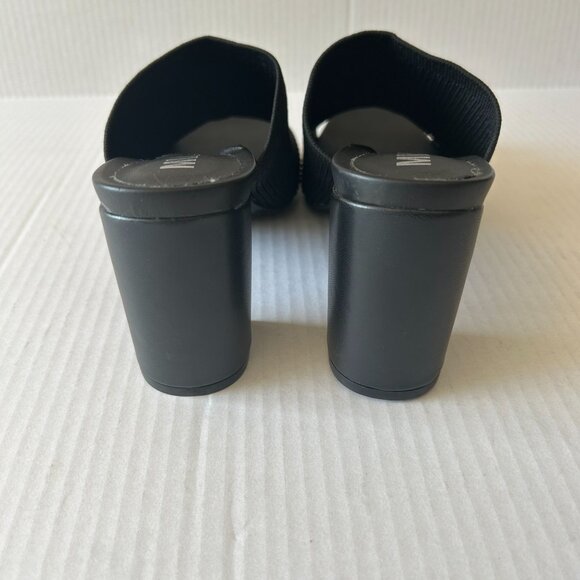 Mia Open Toe Heel Slip On Block Heels Stretchy Knit - Picture 4 of 7